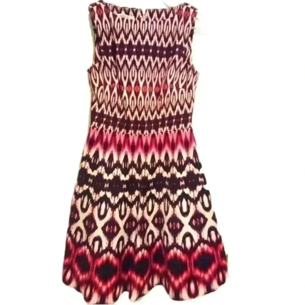Wisp Women’s Dress Red Pink Black Fit & Flare Sz. 4- Used Excellent